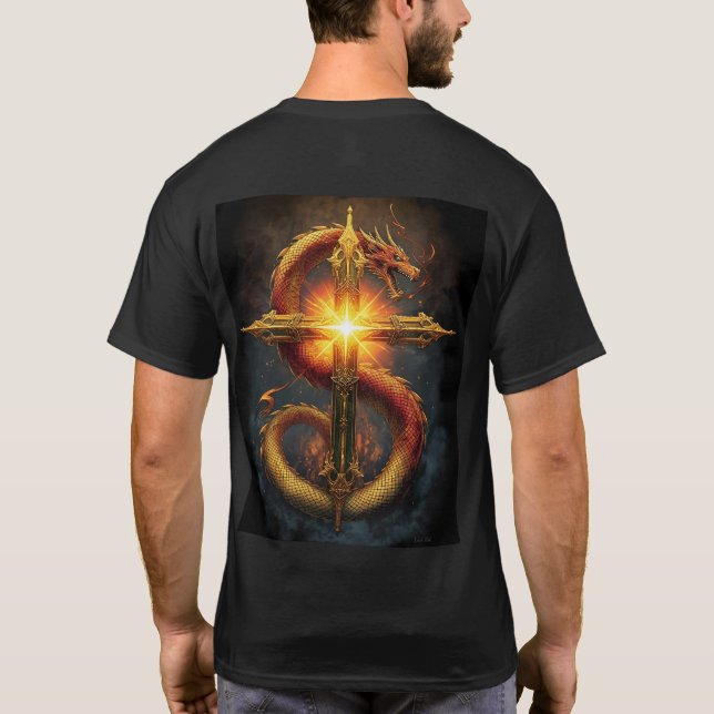 Camiseta A powerful and detailed design of a dragon coiled  (Verso)
