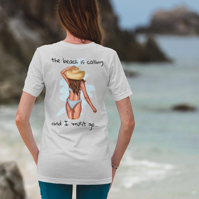 Camiseta A Praia Está Chamando E Eu Devo Ir Mulher Biquíni (Criador carregado)
