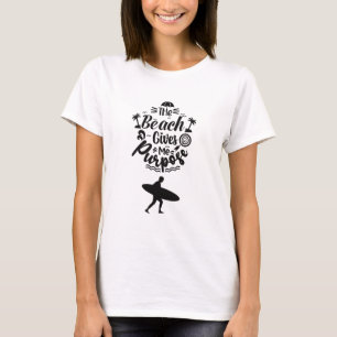 Camiseta A Praia Me Dá Propósito Surf Minimalista