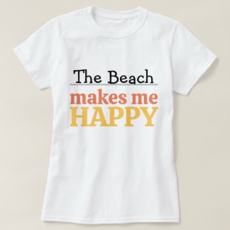 Camiseta A Praia Me Faz Feliz Citação Vibrante Moderno Mar