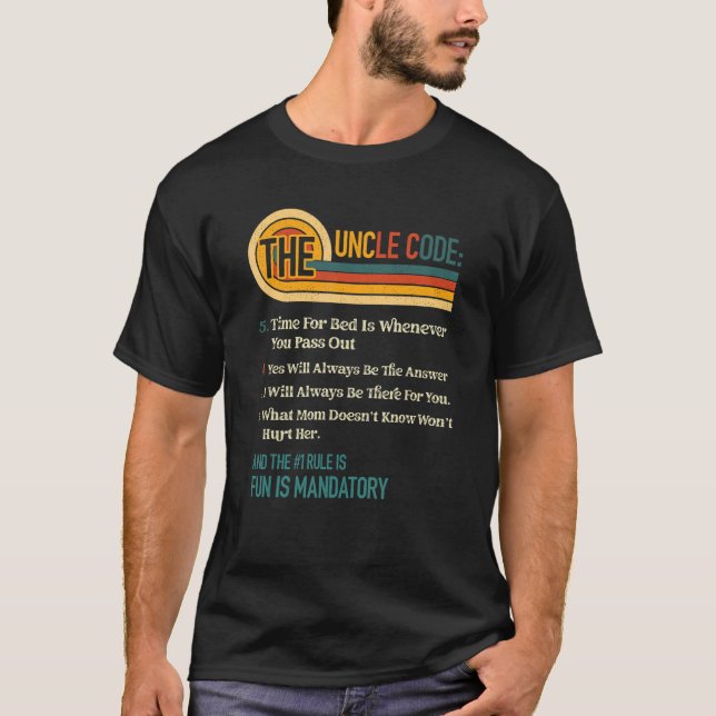 Camiseta A Primeira Regra do Código do Tio é Diversão É Obr (Frente)