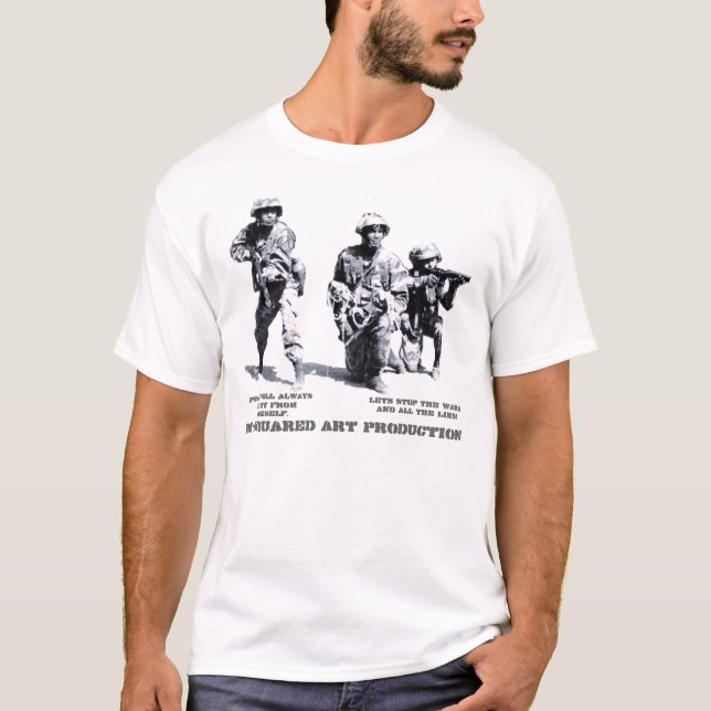 Camiseta A produção M-Esquadrada da arte, paz… (Frente)