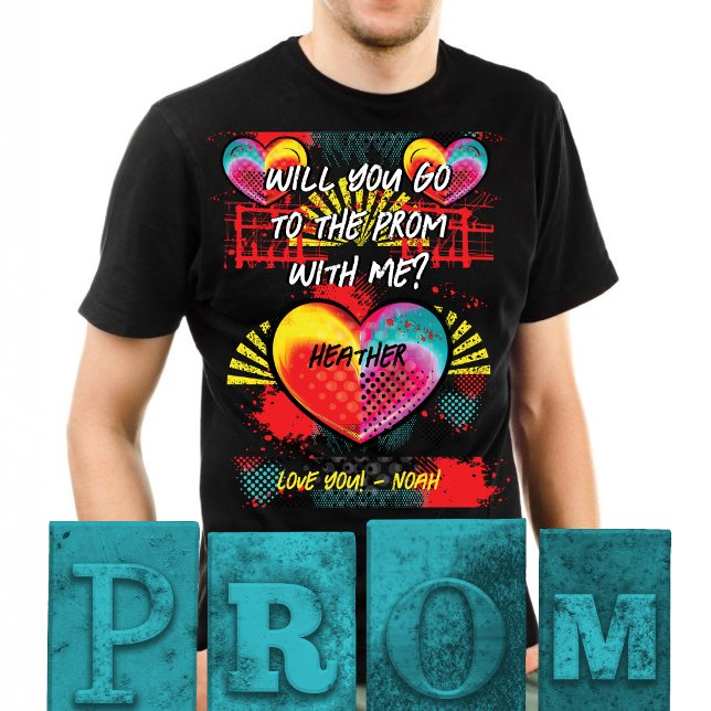 Camiseta A Proposta Vai Para O Baile de formatura (Prom Dance Unique Promposal shirt in graffiti style. Personalized with names and message. )