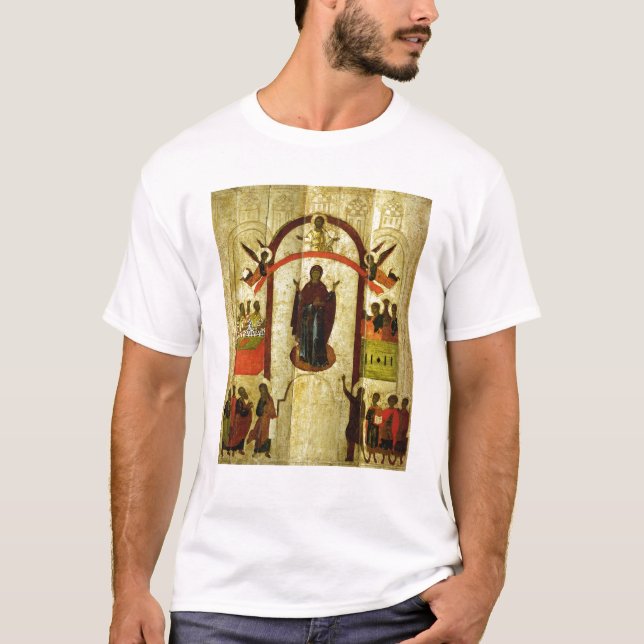 Camiseta A proteção do ícone do russo de Theotokos (Frente)
