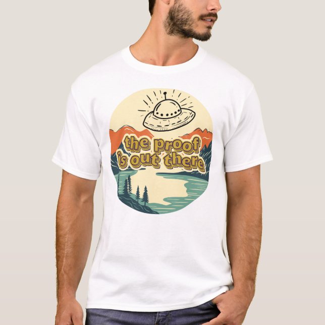 Camiseta A Prova Está Lá Fora do Mistério OVNI Retroativo (Frente)