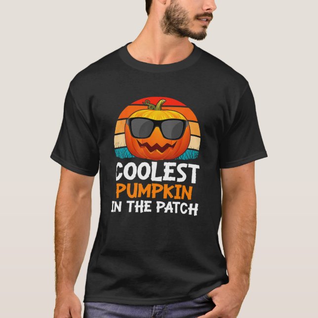 Camiseta A Pumpkin Mais Fria Dos Rapazes Do Halloween Retro (Frente)