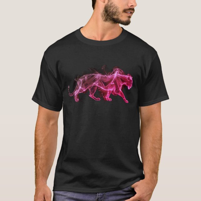 Camiseta A Purple Leopard on a Black Short Sleeve T-Shirt (Frente)