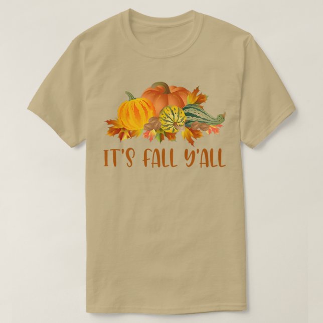 Camiseta A queda de Yall Pumpkins Bonitos Escadas outono S (Frente do Design)