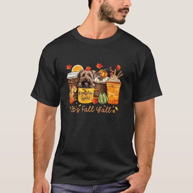 Camiseta A queda é de Y all Yorkshire Terrier Coffee Pumpki (Frente)