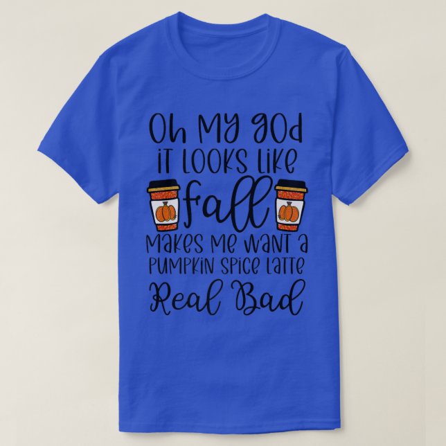 Camiseta A queda me faz querer um café de abóbora. (Frente do Design)