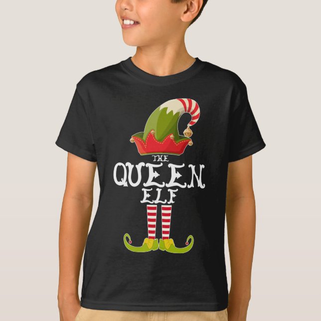 Camiseta A Rainha Elf Engraçada Família de Presentes de Nat (Frente)