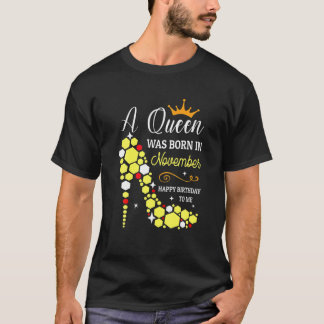 Camiseta A Rainha Foi Nascer Em Novembro No Aniversário Eng