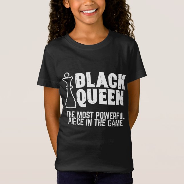 Camiseta A Rainha Negra Mais Poderosa Xadrez Afro-Americano (Frente)