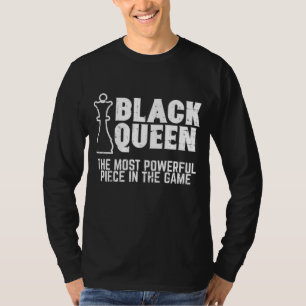 Camiseta A Rainha Negra Mais Poderosa Xadrez Afro-Americano