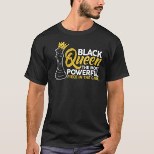 Camiseta A Rainha Negra Mais Poderosa Xadrez Afro-Americano