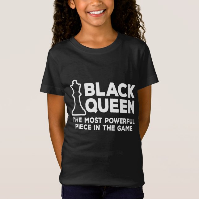 Camiseta A Rainha Negra Mais Poderosa Xadrez Afro-Americano (Frente)