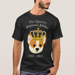 Camiseta A Rainha Platinum Jubilee Corgi com Cachorro Coroa