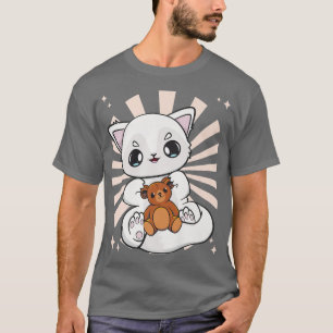Camiseta A Raposa Árctica De Animes Bonitos Joga Com O Urso