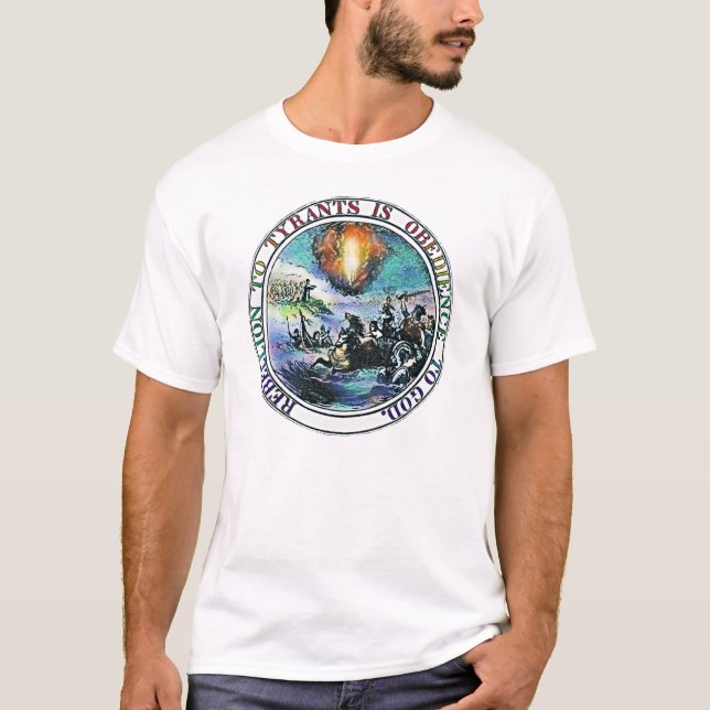 Camiseta A rebelião à tirania é obediência ao deus (Frente)