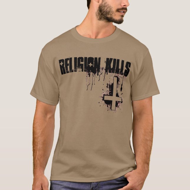 Camiseta A religião mata o t-shirt transversal invertido (Frente)