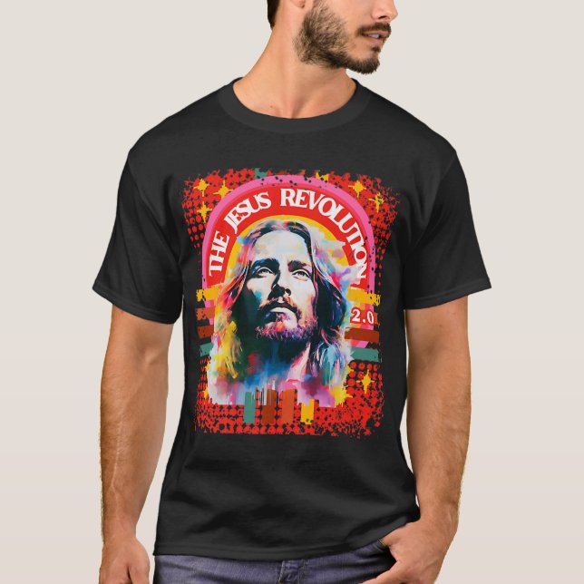 Camiseta A Revolução de Jesus 2.0 Cristão Psicedélico (Frente)
