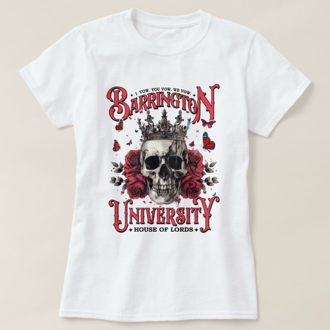 Camiseta A Ritual Dark Romance Barrington University (Frente do Design)