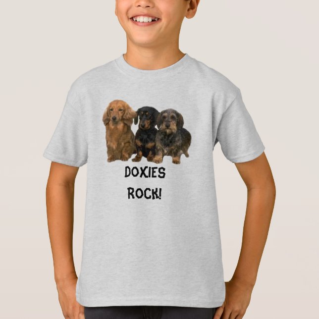 Camiseta A rocha dos Dachshunds caçoa o t-shirt (Frente)