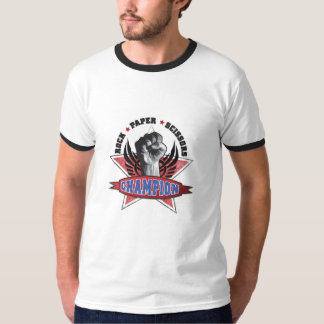 Camiseta A rocha, papel, Scissors o campeão
