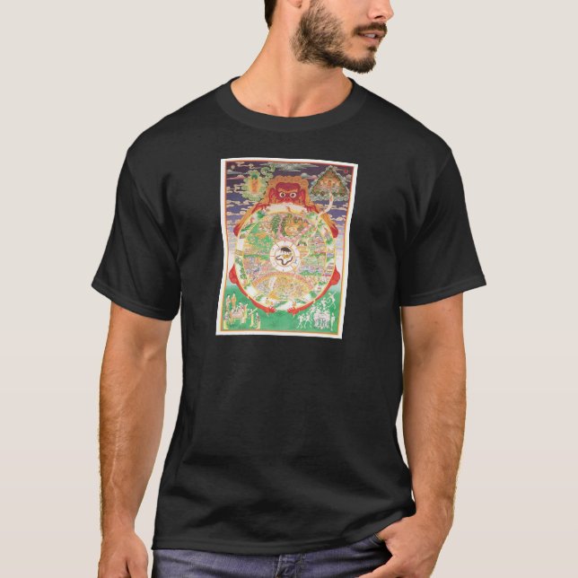 Camiseta A roda budista da vida (Frente)