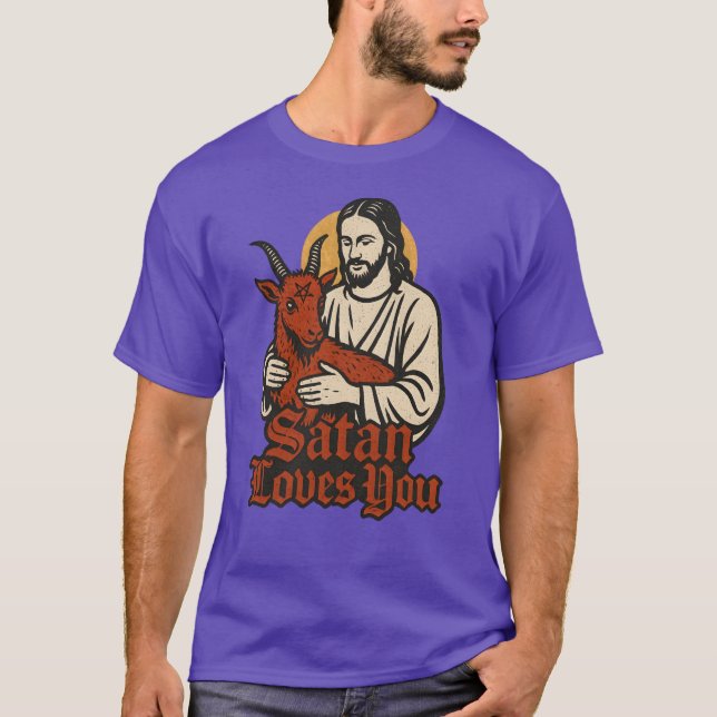 Camiseta A satã ama-te humor negro satânico (Frente)