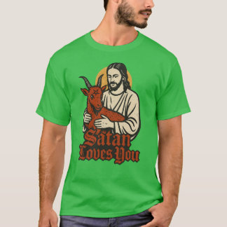Camiseta A satã ama-te humor negro satânico