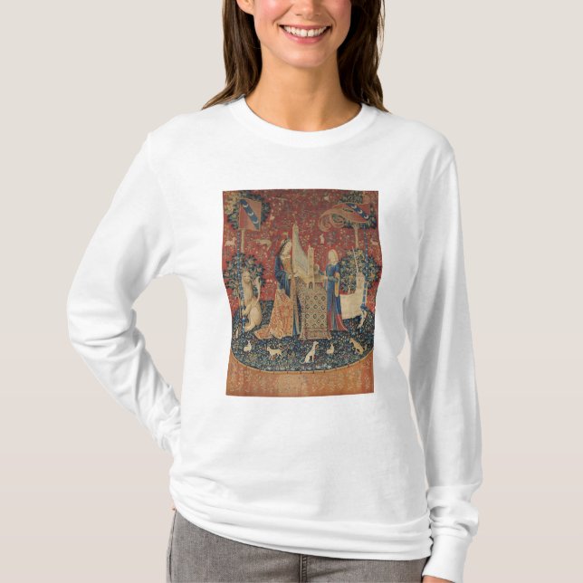 Camiseta A senhora e o unicórnio: 'Hearing (Frente)