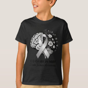 Camiseta A Sensibilização Para O Tumor Cerebral Veste Cinza