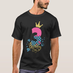 Camiseta A Sereia De Aniversário De 3 Anos É O Meu Terceiro