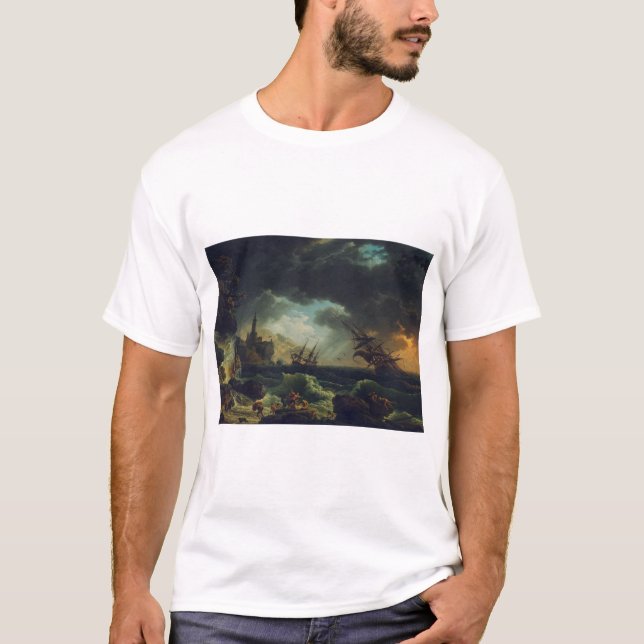 Camiseta A Shipwreck in Stormy Seas by Claude-Joseph Vernet (Frente)