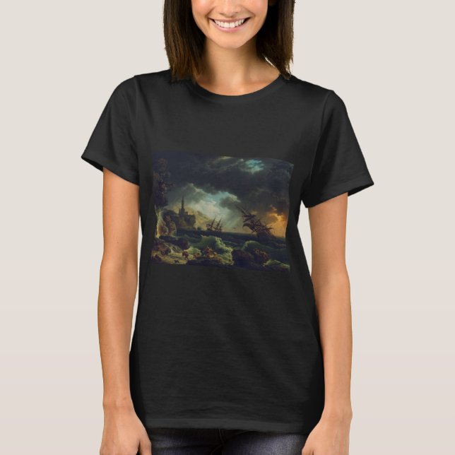 Camiseta A Shipwreck in Stormy Seas by Claude-Joseph Vernet (Frente)
