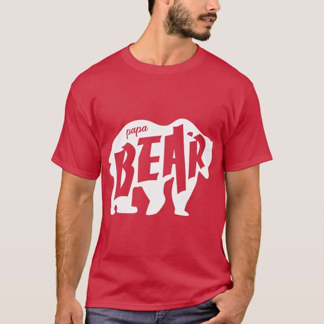Camiseta A Silhueta Branca Do Papa Urso. (Frente)