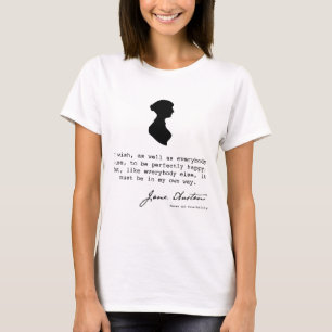 Camiseta A silhueta de Jane Austen e a citação do livro,