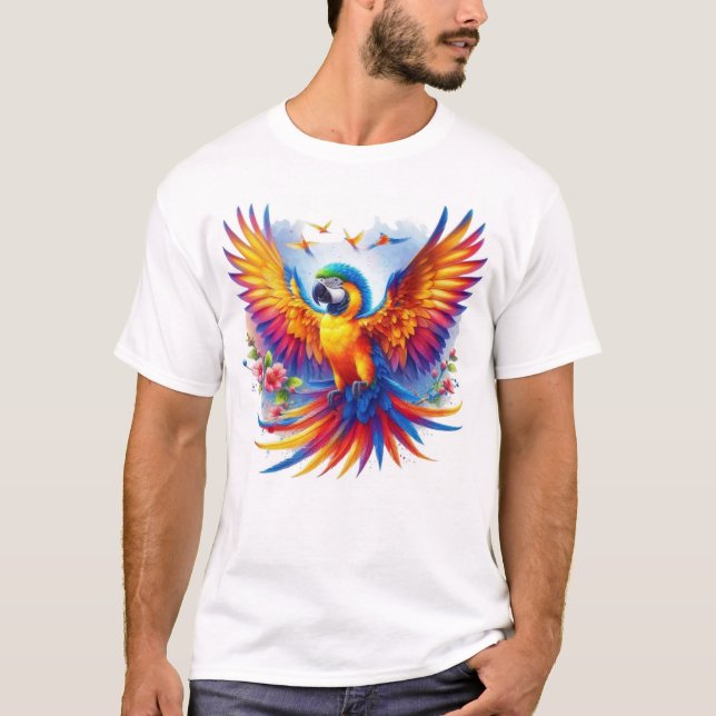 Camiseta A Sinfonia do papagaio vibrante (Frente)