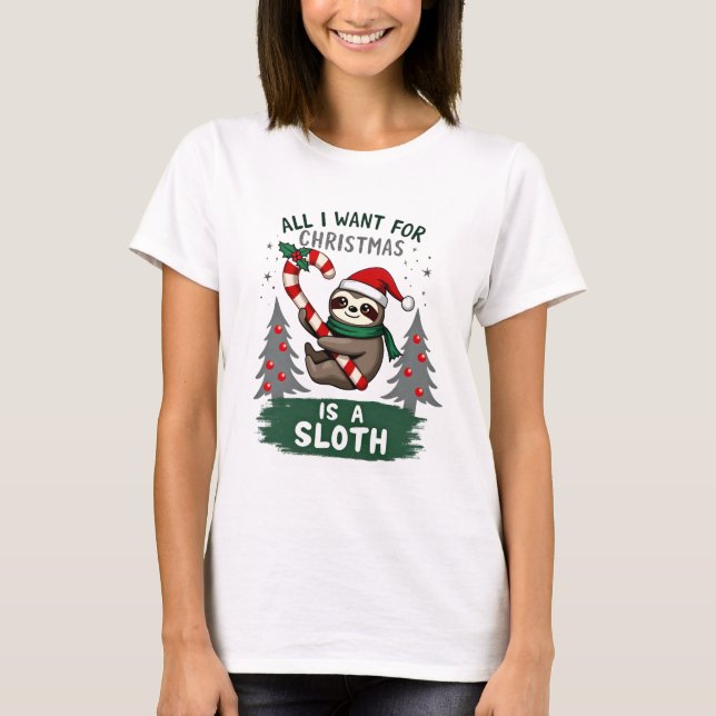 Camiseta A Sloth For Christmas. Cute, Christmas Sloth With  (Frente)