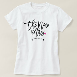Camiseta A Sra. nova Est. Seu ano Wedding