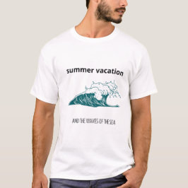 Camiseta "A Superfície de Ondas no Estilo do Mar Desenho à