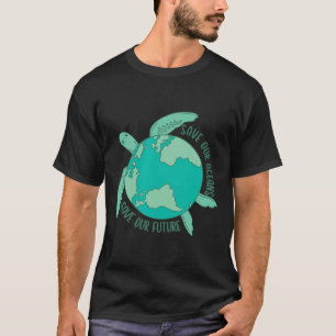 Camiseta A Tartaruga Com A Terra Salva Os Nossos Oceanos Ec