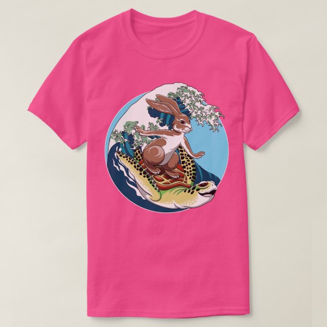 Camiseta A tartaruga e a lebre amigos surfando (Frente do Design)