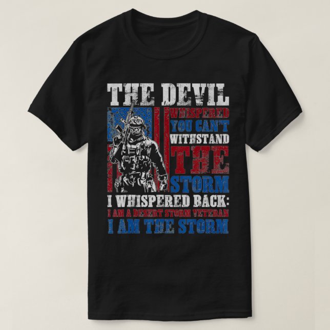 Camiseta A Tempestade Do Deserto, Veterano, Consegue Resist (Frente do Design)