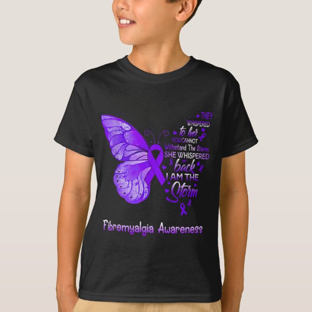 Camiseta A Tempestade Fibromialgia Conhecimento Borboleta 1 (Frente)