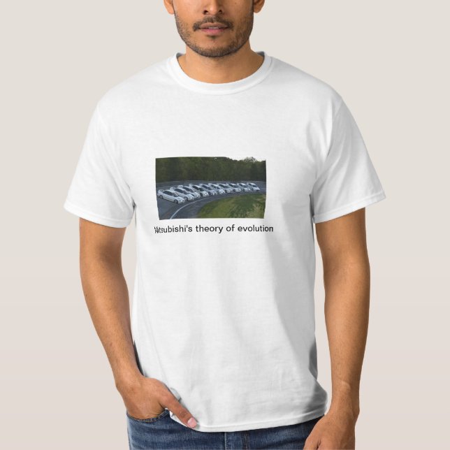 Camiseta A teoria da evolução de Mitsubishi (Frente)