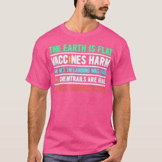 Camiseta A Terra É Plana Vacinas Prejudicam Alunagem Falsa