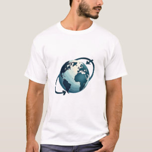 Camiseta A Terra em um Estilo de Aquarela Circular com Arro
