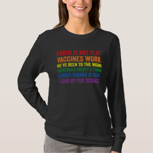 Camiseta A TERRA NÃO É PLANA Vacinas Funcionam CIÊNCIA Arco